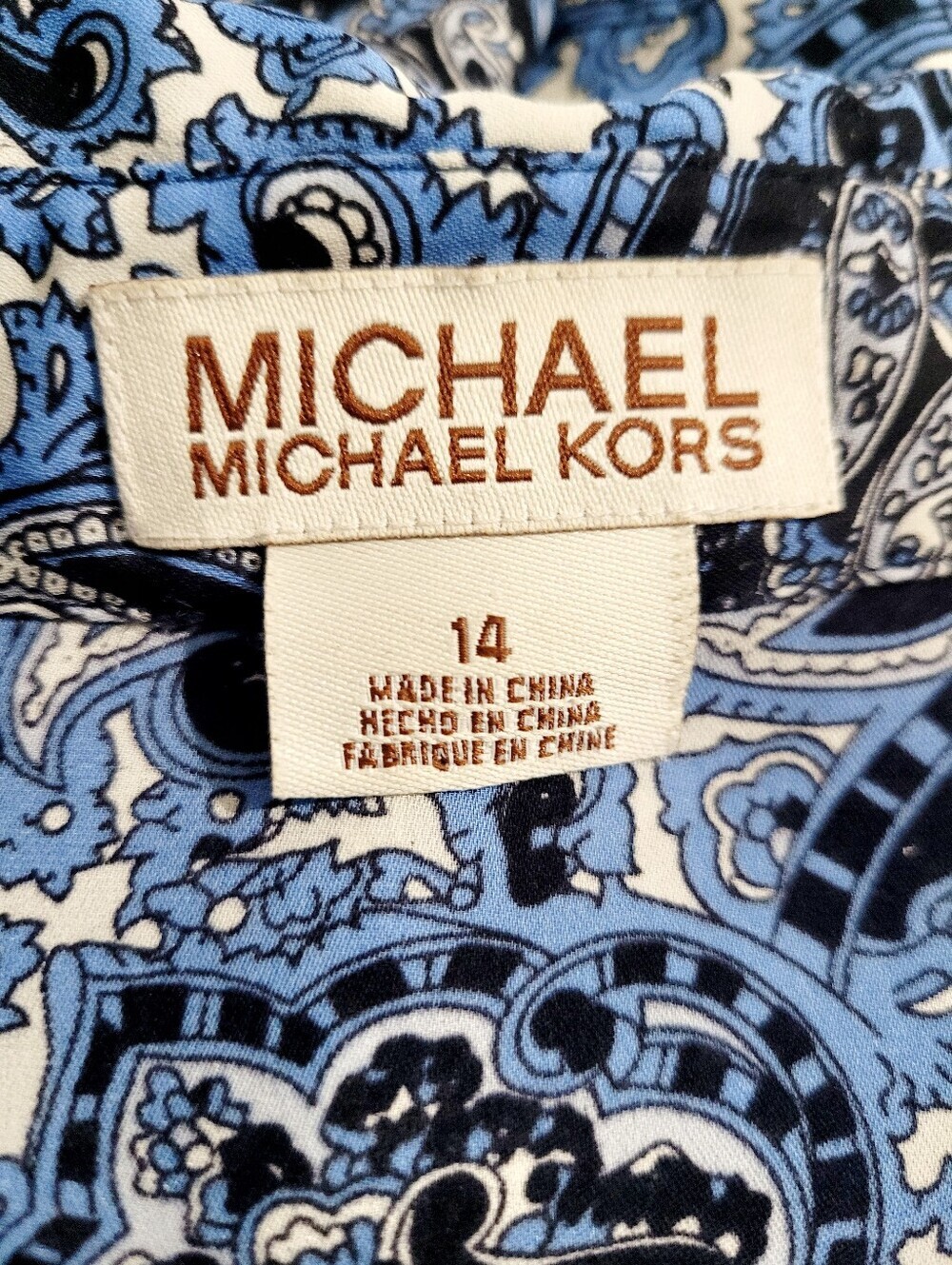 Michael Kors 100% Silk Paisley Button Front Blouse Women’s Size 14 Office Career - Picture 6 of 14